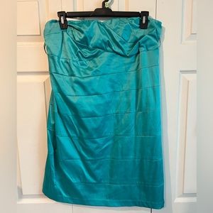 TORRID Plus Size Bandage Tube Dress Aqua Blue Green Satin Strapless SZ 20